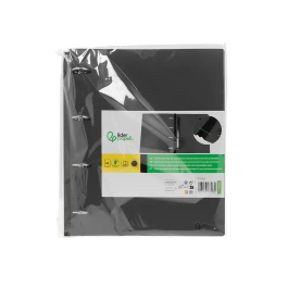 Liderpapel Carpeta de anillas DIN A4, 4 anillas 25 mm, Polipropileno, Lomo extensible 4 cm, Negro