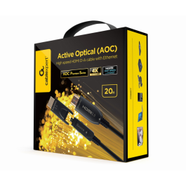 Gembird CCBP-HDMID-AOC-20M Cable HDMI AOC Fibra Óptica 20m, 4K UHD 60Hz, HDMI 2.0, Ethernet, Trenzado Nylon Negro Precio: 50.69000002. SKU: B1K2RGEKMF