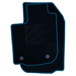 OCC Design OCCDC0013BL Juego de Alfombrillas a Medida Dacia Sandero 2012-2016 5 Piezas Ribete Azul, Velour Antideslizante, Anclaje Original