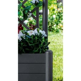Stefanplast STE8003507801066 Jardinera cuadrada Italia con enrejado, 30L, Plástico, Antracita