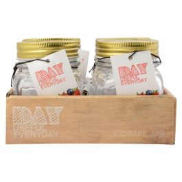 Day Bote de Cristal 0.15 L con Tapa de Metal, Dibujos en Relieve, Diámetro 7 cm, Altura 8.5 cm