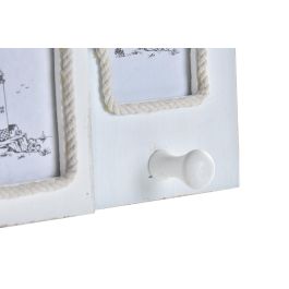 DKD Home Decor Perchero de Pared Decorativo Mediterraneo con Casitas para Entradas o Pasillos Azul Blanco Madera Cristal 47 cm Ancho