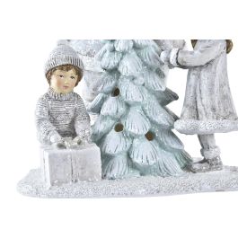DKD Home Decor Figura Decorativa Navideña Moderna con LED y Purpurina, de Resina Gris y Marrón, para Hogar, 13x19.5x14.5 cm DKD Home Decor Figura Decorativa Navideña Moderna con LED y Purpurina, de Resina Gris y Marrón, para Hogar, 13x19.5x14.5 cm
