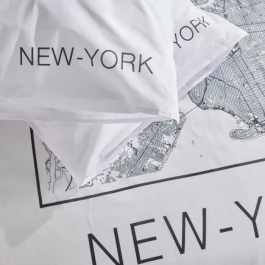 Today TOD3574641256562 Juego de Cama para 2 Personas 240x220 cm Algodón Estampado New York Blanco