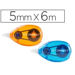 Corrector Q-Connect Cinta Blanco 5 mm X 6 Mt Blister 2 Unidades Azul Y Naranja 12 unidades