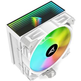 Sharkoon A40 RGB Refrigerador CPU de Aire 120mm Blanco, 4 Tubos de Calor, 220W TDP, RGB con efecto espejo, Compatibilidad total con zócalos