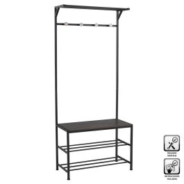 Perchero Negro Hierro 76,2 x 35 x 177,5 cm Perchero Negro Hierro 76,2 x 35 x 177,5 cm