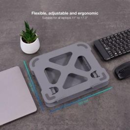 TooQ TQLRS0012-AL-G Soporte Elevador Ergonómico Ajustable 30-280mm Plegable Ventilado para Portátil 11-17.3" Aluminio Gris