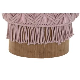 DKD Home Decor Reposapiés Boho Rosa Palo Marrón 43 x 43 x 51 cm