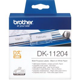 Brother DK-11204 Etiquetas Blancas 17mm x 54mm (400 Etiquetas) para Brother QL