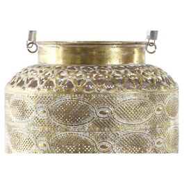 DKD Home Decor Portavelas Árabe Dorado Metal y Cristal 26.5 x 26.5 x 22 cm