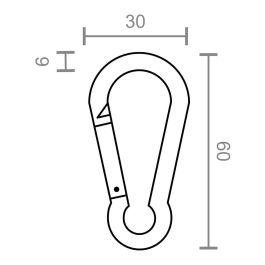 Mosquetón bombero sin seguro, msq01, acero galvanizado, 6 x 60 mm. 2 unidades