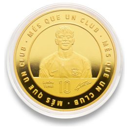 FC Barcelona Moneda Conmemorativa Lamine Yamal Coleccionista Zamak Acabado Dorado Caja Individual