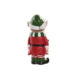 DKD Home Decor Figura de Navidad Elfo Tradicional de Magnesia con Luz LED Multicolor 13 x 32 x 15 cm (2 Unidades)