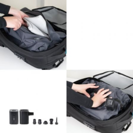 TooQ Mochila de Viaje con Compresión al Vacío TQBP-V101-BK, Capacidad 30-55L, Incluye Bomba de Aire, Negra