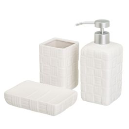 Set de Baño Blanco Cerámica 14 x 10 x 20 cm