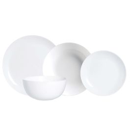 Luminarc Vajilla Diwali Opal Vidrio Templado 19 Piezas para 6 Personas Blanco - Apto Lavavajillas y Microondas - Hecho en Francia