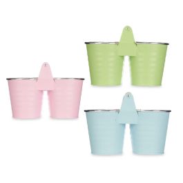 Ibergarden Macetero Doble Pequeño Zig Zag Filo Plata, Metal, 22x15x11 cm, Azul/Rosa/Verde, Surtido (24 Unidades) Ibergarden Macetero Doble Pequeño Zig Zag Filo Plata, Metal, 22x15x11 cm, Azul/Rosa/Verde, Surtido (24 Unidades)