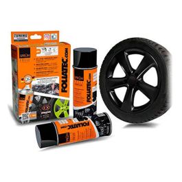 Foliatec FO2035 Goma Líquida Spray Film Vinilo Líquido Negro Brillante para Llantas Coche Set 2x400ml Removible Kit Fácil Aplicación