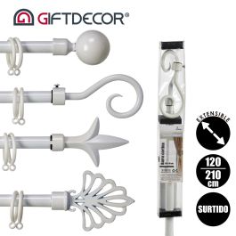 GIFTDECOR Barra Cortina Blanca 120-210 cm