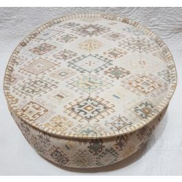 DKD Home Decor Cojín Decorativo de Poliéster Beige 60x60 cm con Rombos, Colección Sanki, Acabado Desgastado, Grosor 20 cm y Cremallera