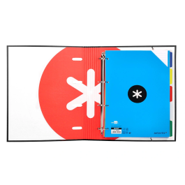 Antartik Carpeta con recambio A4 cuadro 5mm forrada 4 anillas 40mm redondas con solapa color negro