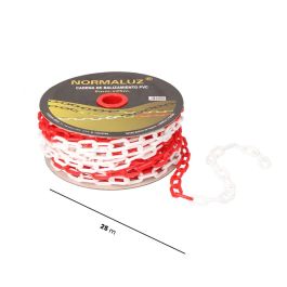 Normaluz Cadena plástica eslabonada rojo y blanco, 6mm x 25m