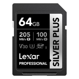 Lexar 64Gb Professional Silver Plus Sdxc Uhs-I Cards, Up To 205Mb/S Read 100Mb/S Write C10 V30 U3