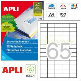 Apli Etiquetas Adhesivas 38x21,2 mm Inkjet-Láser C-Rectos 65 X 100H Blanco Precio: 18.49999976. SKU: BIX1283