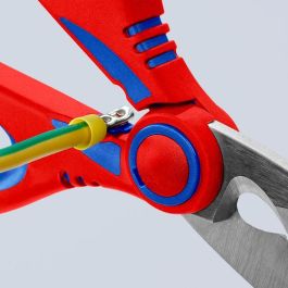 Knipex 95 05 10 SB Tijera de Electricista con Crimpado, Acero Inoxidable, Mango Plástico Azul/Rojo, 190mm