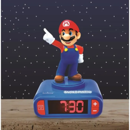 Lexibook Super Mario Luz Nocturna Despertador Infantil con Efectos de Sonido y Alarma