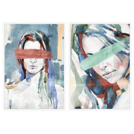 DKD Home Decor Cuadro Moderno Mujer Abstracto Azul Verde Menta Terracota Gris 4.3 x 143 x 103 cm (2 Unidades) Precio: 173.5000003. SKU: S3039018