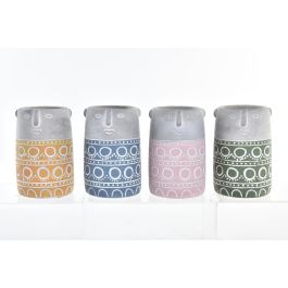 DKD Home Decor Macetero Urban 12x12x18 cm (4 Unidades) Amarillo Azul