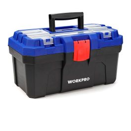 Workpro Caja de herramientas 41x23x20,5cm, plástico de alto impacto, compartimentos exteriores, color negro azul y rojo Precio: 17.5000001. SKU: B14XNJSM8K