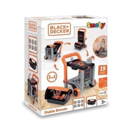 Smoby Black+Decker SMOB360219 Set de Juguete Carretilla de Mano + Caja 3 en 1