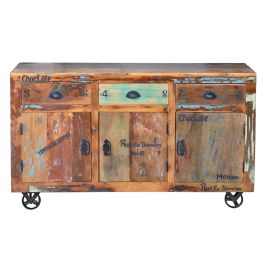 GINER Y COLOMER Aparador Madera Reciclada Multicolor 3 Cajones 3 Puertas