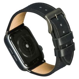 dbramante1928 Correa de Cuero para Apple Watch Hermès Series 9 - Copenhagen - Weltraum Gris/Negro - Compatible con Smartwatch - 35mm