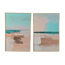 Cuadro Mediterraneo DKD Home Decor Azul Celeste Beige 3.5 x 120 x 80 cm (2 Unidades) Precio: 166.50000026. SKU: B16R536DKY