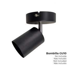 Edm Foco 1 Elemento GU10 50W Máx. Negro (Bombilla no Incluida) Orientable 180° IP20 220-240V Ø 9x5,6x14,2 cm