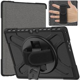 eSTUFF Funda ATLANTA Defender para Microsoft Surface Pro 8 - Antigolpes, Soporte 360°, Correa de Mano, TPU/PC, Negra