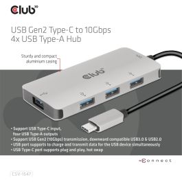 Club3D Hub USB 3.1 Tipo C a 4x USB 3.1 Tipo A 10Gbps