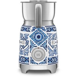 Smeg MFF01DGBEU Dolce & Gabbana Blu Mediterraneo Espumador de Leche Automático Azul Plata Blanco Acero Inoxidable 0.6L 500W