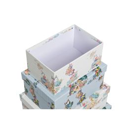 DKD Home Decor Caja Urban Azul Blanco Set de 10 Piezas 33.5 x 15.5 x 43.5 cm