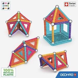 Geomag Purpurina Ecofriendly Set Construcción Magnética 35 Piezas: 12 Barras, 12 Esferas, 10 Paneles. Plástico 100% Reciclado, Efectos Brillo 2D 3D
