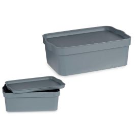 Caja Plastico Con Tapa 6L Gris Kipit 21X11CM (12 Unidades) Precio: 40.49999954. SKU: B1EGBLNADD