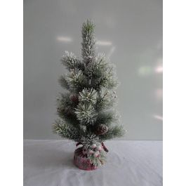 DKD Home Decor Árbol de Navidad Artificial Alpina 66 cm Alto 27x27 cm Base Verde Rojo PE (Pack 2 Unidades)