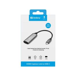 Sandberg HDMI Capture Link a USB-C | Capturadora 4K para conectar videocámaras, consolas y dispositivos HDMI para Streaming y Grabación en PC