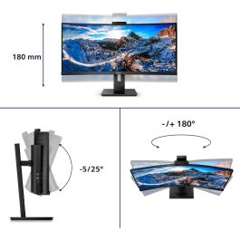 Philips 346P1CRH Monitor 34" Curvo Ultrapanorámico WQHD (3440x1440) Webcam Windows Hello USB-C KVM DisplayHDR 400