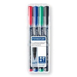 Staedtler Marcadores Lumocolor Permanentes Punta Media 1mm, 317 WP4, Surtidos (Negro, Azul, Verde, Rojo)