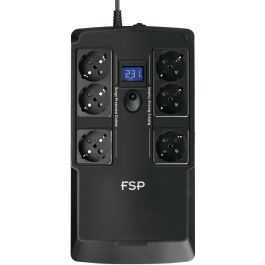 FSP NanoFit 800 - SAI/UPS 800VA 480W Offline, 6 Tomas Schuko, Pantalla LCD, Protección RJ45 y USB, Negro
